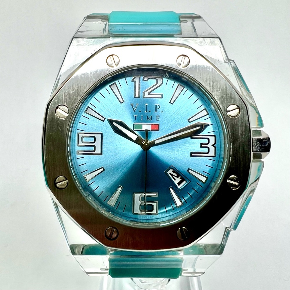 VIP Quartz 42mm Silver Tone and Blue Men's Watch